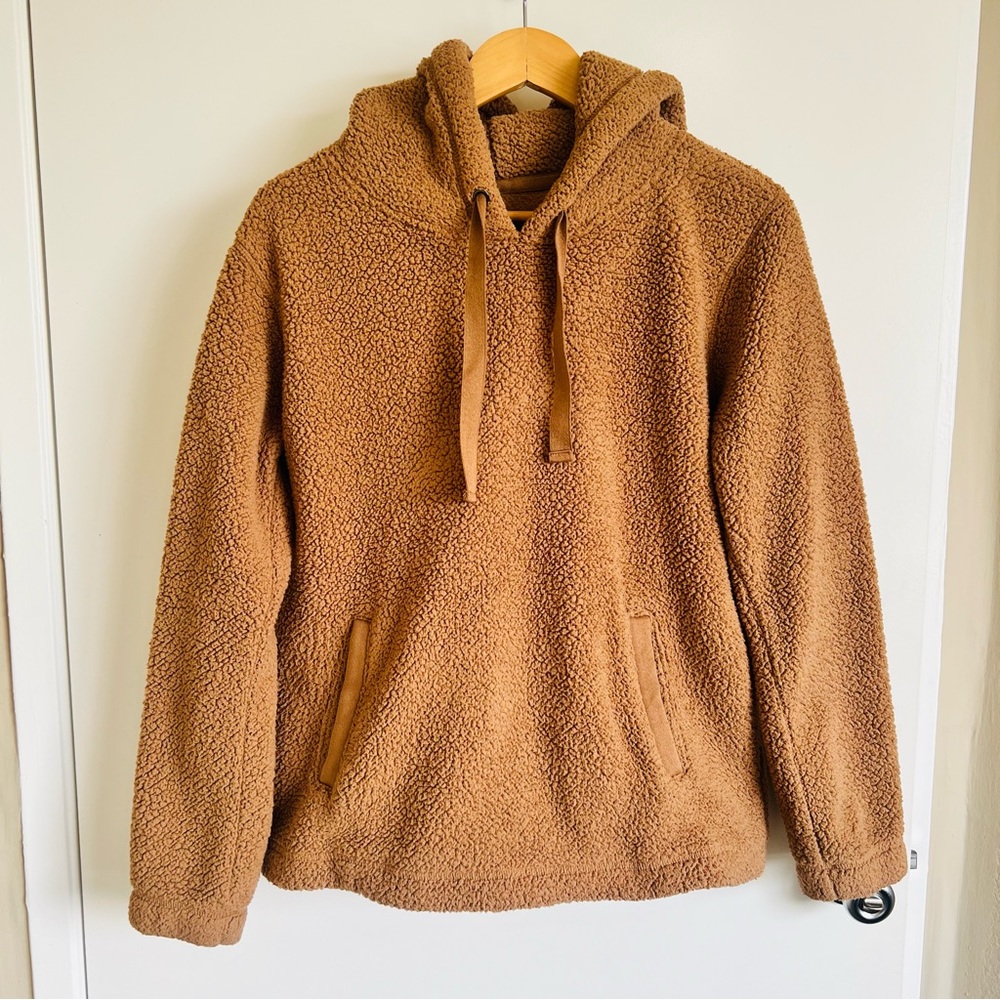Abercrombie & Fitch Soft AF Women's Sherpa Fleece Hoodie Size Small Brown